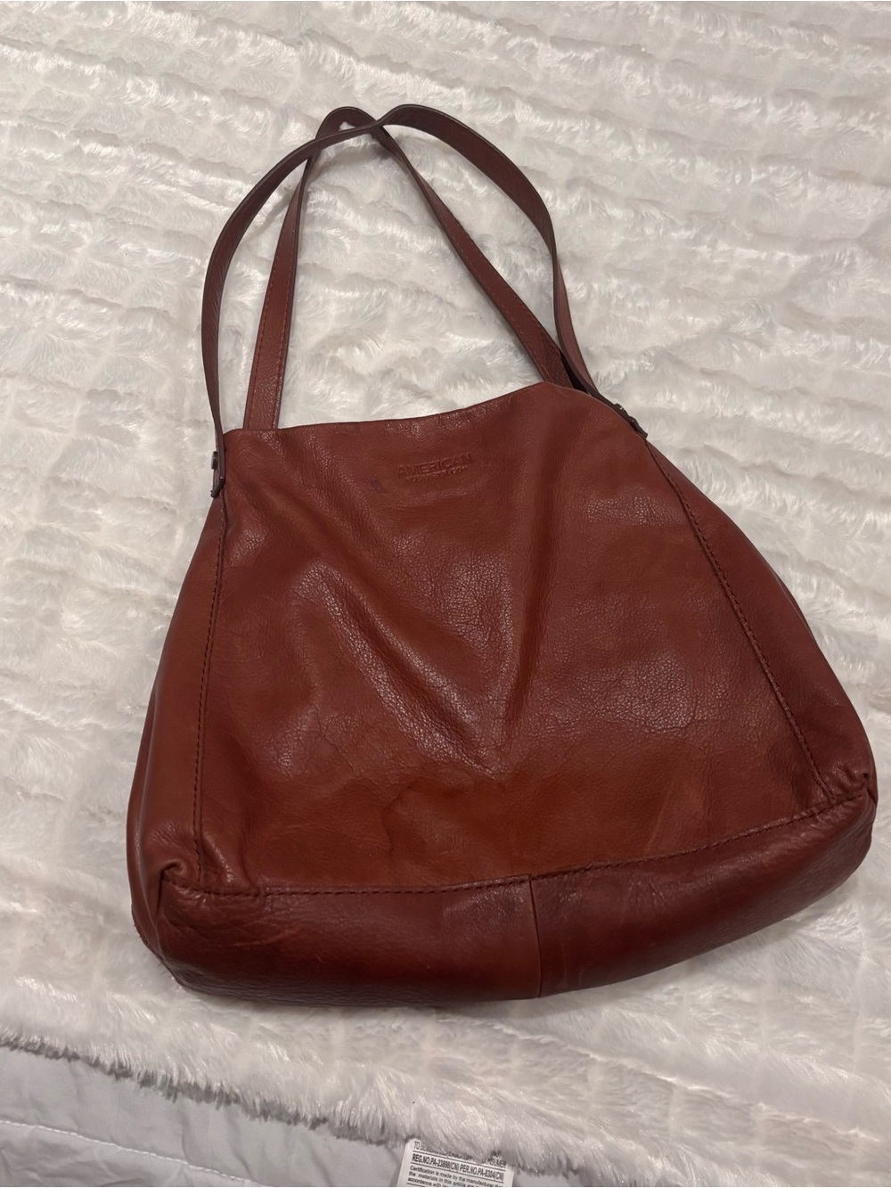 American Leather Co Triple Entry Satchel/Shoulder Handbag Brown Soft Leather